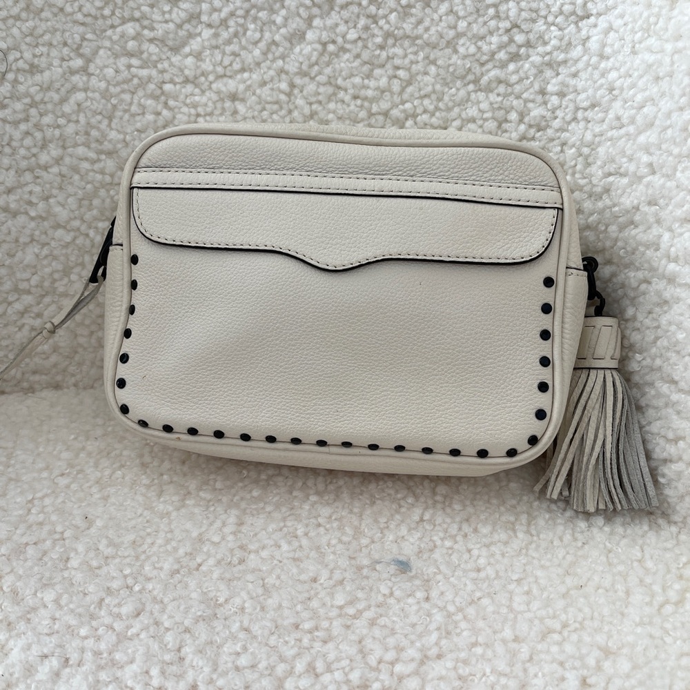 Rebecca Minkoff White Leather BRYN Camera East West Crossbody Handbag